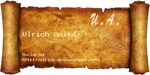 Ulrich Anikó névjegykártya